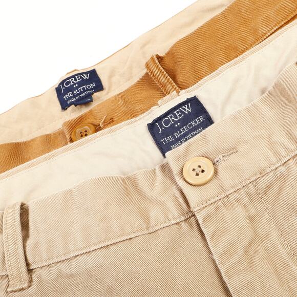 J Crew Sutton & Bleeker Mens 38x32 Reg Flat Front Straight Chino Pants Tan Beige - Picture 1 of 9